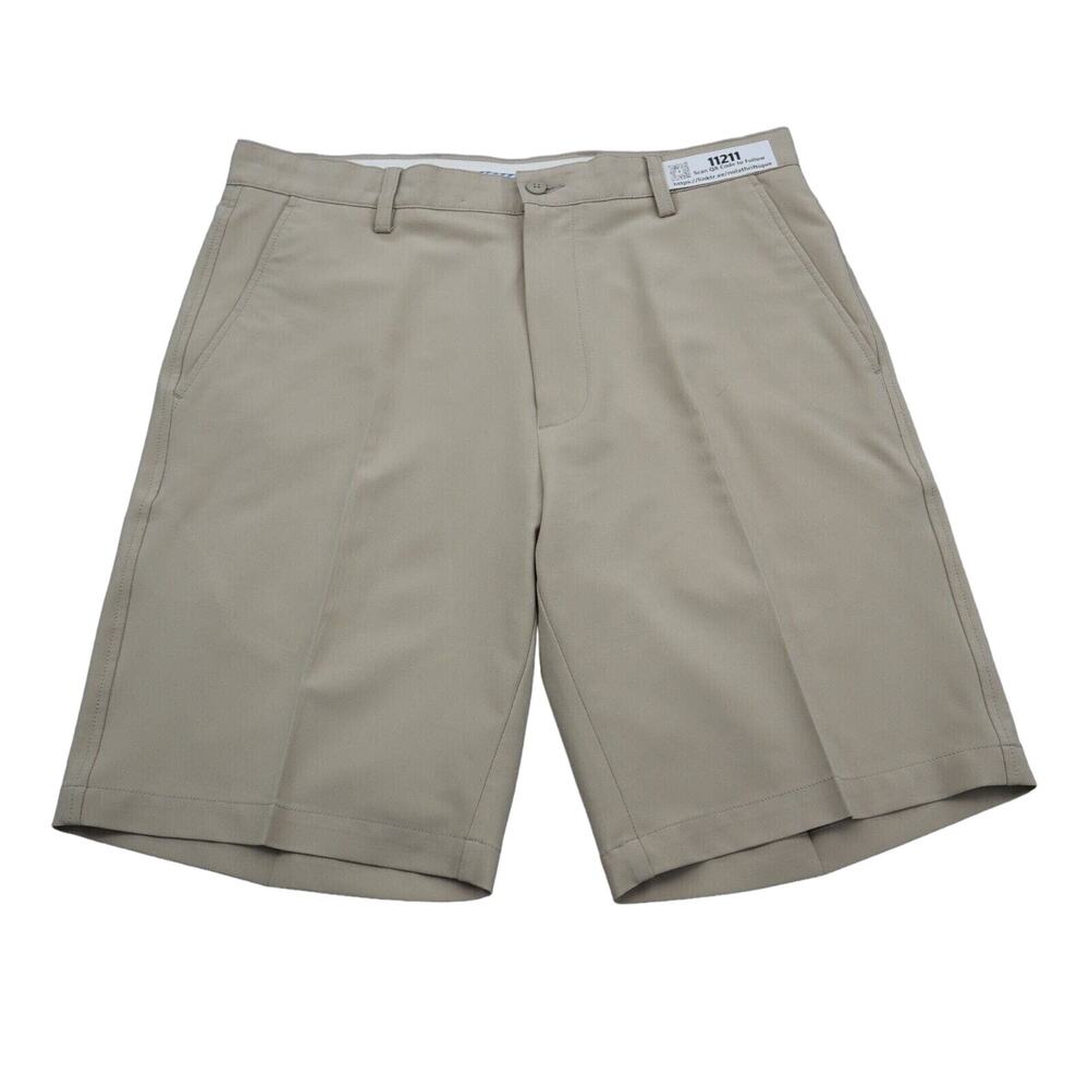 FJ Shorts Mens W34 Beige Lightweight Casual Chino Thigh Length Flat Front